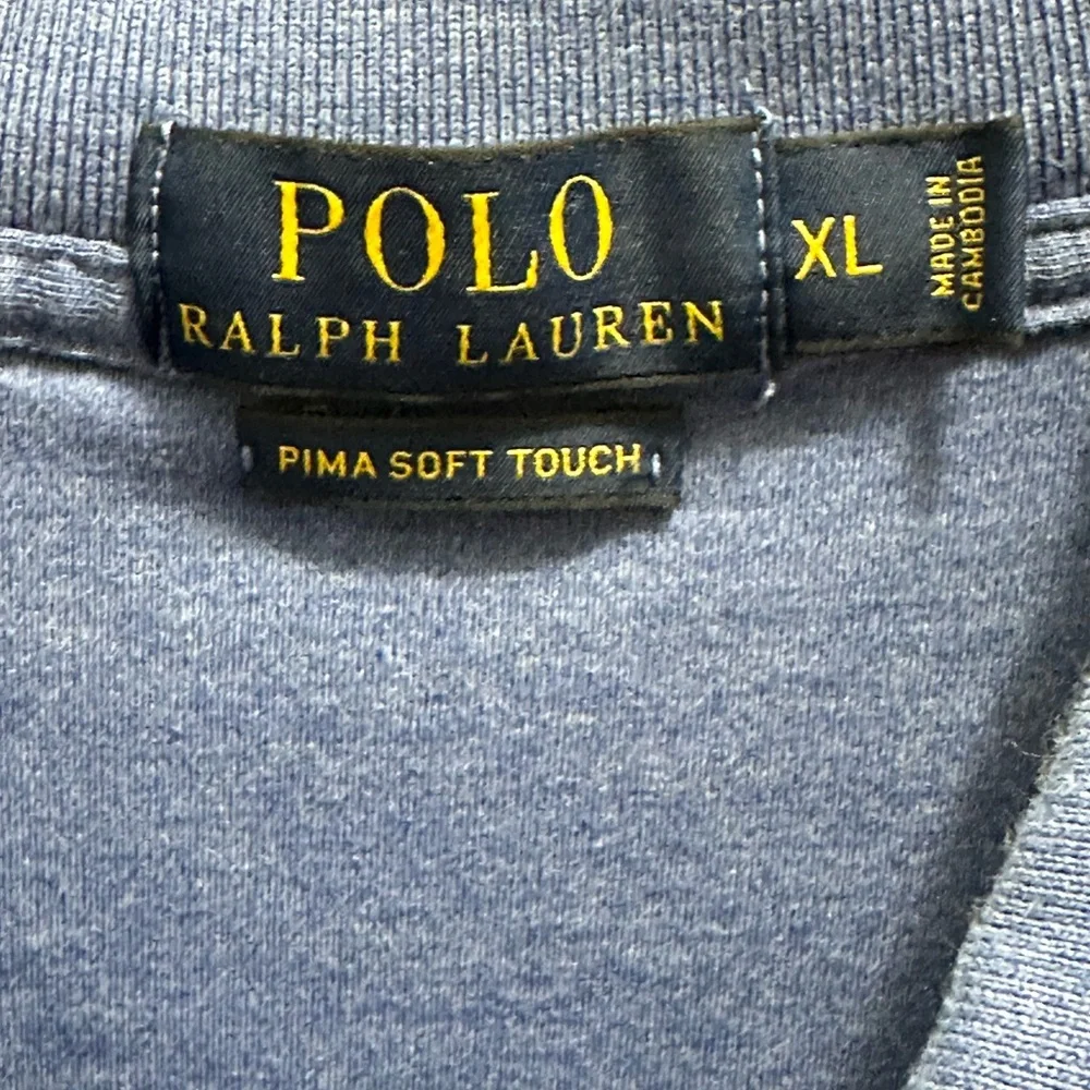 Polo Ralph Lauren Men's XL Blue Pima Soft Cotton Polo SS Multicolor Logo